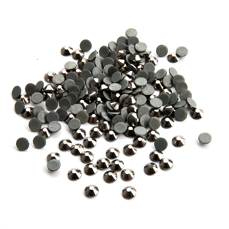 

Jet Hematite Hot Fix Rhinestones High Quality Crystal Glass Stone Grey Back Shiny Stones Hotfix on Shoes