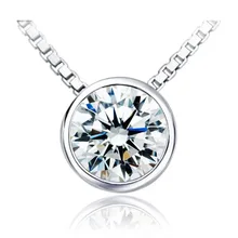 Высокое качество класса люкс с покрытием 18-ти каратным белым Золотой чехол pendante 1CT круглый Сона алмаз изящное подвесное ожерелье, подарок на Рождество для Для женщин