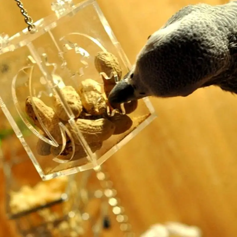 

Pet Birds Toy Parrot Bird Cage Feeder Hang Foraging Toys Pet Treat Hunt Macaw Cockatoo Acrylic Material Bird Toys