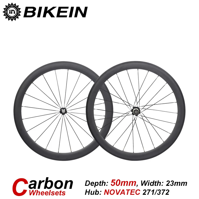 

BIKEIN 1 Set Racing Tubular Clincher 3k Carbon Road Bike WheelSets 700C 50mm Depth Rim Cycling Ultralight Wheels Bicycle Parts