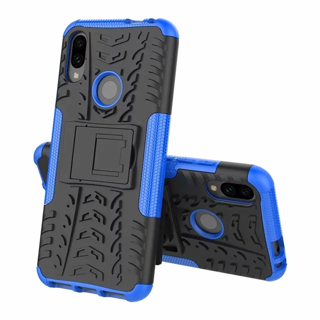 Redmi Note 7 Shockproof Armor Hard Case For Xiaomi Redmi Note 7 Pro 6.3" Phone Protector with Stand Cover On REDMI Note 7 Case - Цвет: Blue