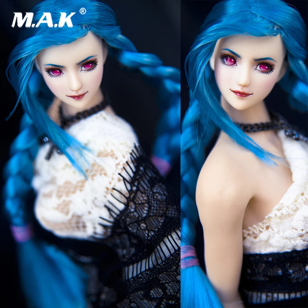 

Cosplay 1/6 Another Space 1:6 Scale Ob27 Blue Hair Double Braid Ver. Head Model For 12" Female Action Figure girl Doll