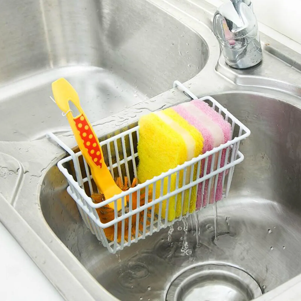Kitchen Sink Drain shelf Sponge Soap Scouring Pad Storage Rack Holder