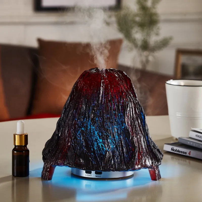 

Creative Volcano Humidifier Household Aroma Essential Oil Diffuser Colorful Night Light Time Setting Ultrasonic Air Humidifier