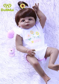 

Kids Toys Soft Silicone Reborn Baby Realistic Vinyl Doll Black Reborn Babies Dolls with Clothes for Girls 23"57cm boneca