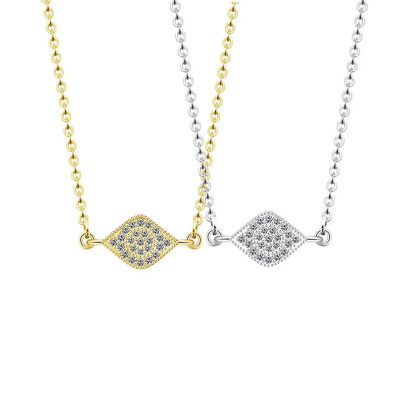 Fashion Boho Luxury Cubic Zirconia Micro Pave CZ Crystal Evil Eye Necklace for Women Silver Gold 