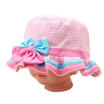 

Striped Baby Hat Cotton Cute Infant Sun Caps Beanies For Babies Spring Bow Girls Bucket Hat Lovely Boys Hats Baby Photo Props