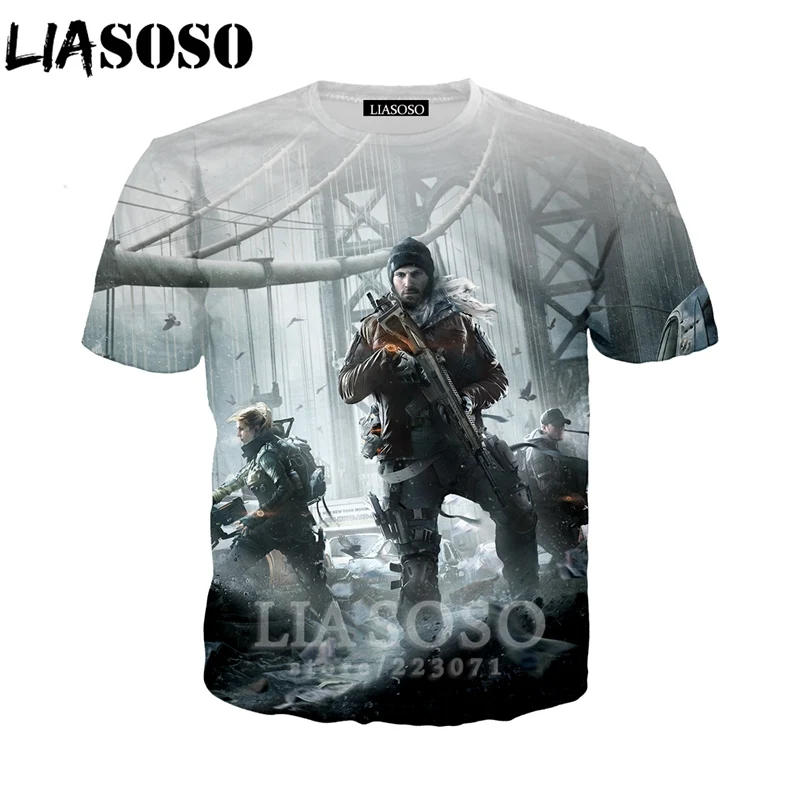 

LIASOSO Summer Men Women Sweatshirt 3D Print Video Game Tom Clancys the Division T Shirt Short Sleeve Top Harajuku Pullover B071