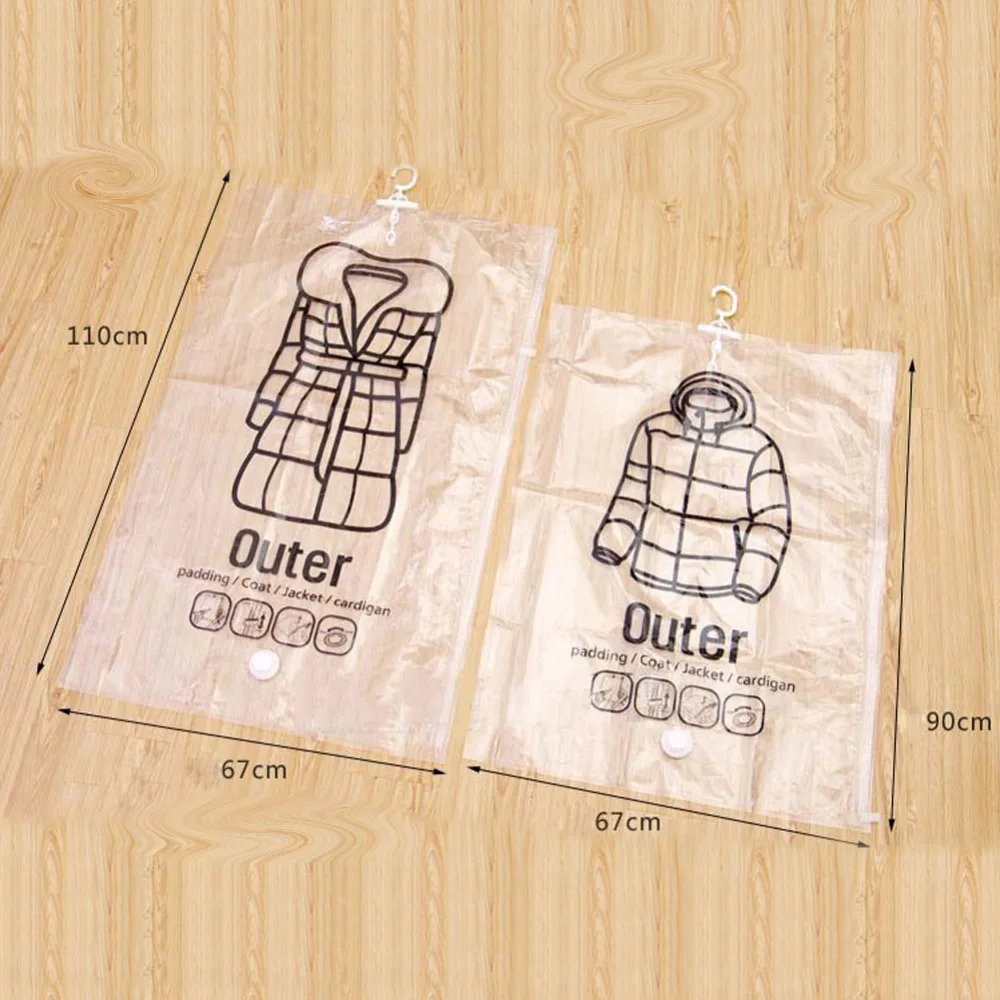 يمكن شنق حقيبة فارغة للملابس طوي شفافة الحدود ضغط المنظم الحقيبة مختومة تخزين أكياس حفظ الفضاء المنظم