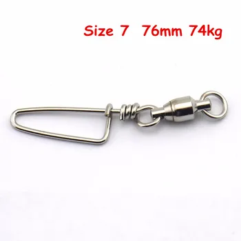 

10Pcs Size7# 76mm Fishing Swivels Snap Rolling Swivel Connector Ball Bearing Curve Type Pin