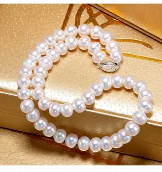 

Women Gift word 925 Sterling real Genuine natural fresh water without strong pearl necklace