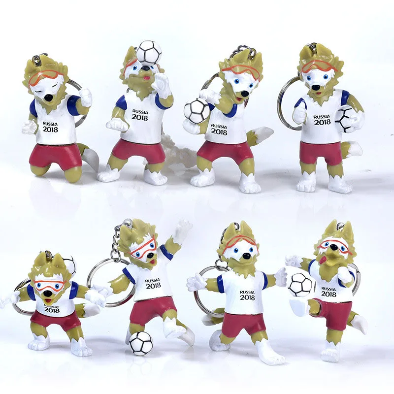 

2018 Russian Word Cup 3D Mascot Doll Keychain Zabivaka Toy Football Match Standing Section 3D Mascot Souvenirs