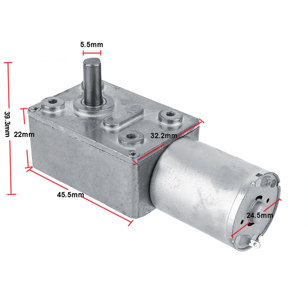 DC 12V Gear Reduction Motor Worm Reversible Torque Turbo Geared Motor 2-100RPM