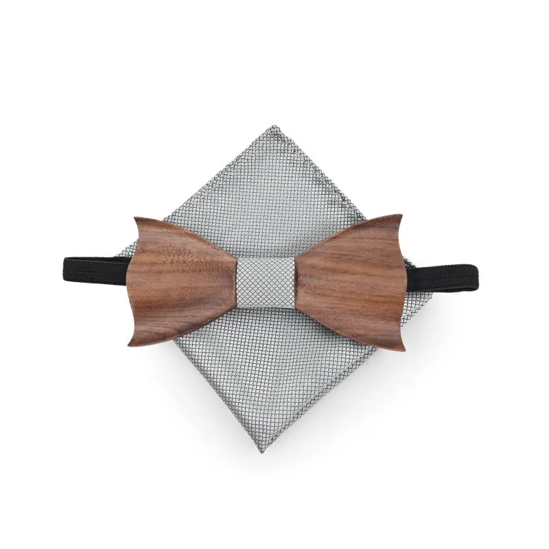 2019 gravieren Geschnitzte 3D Hochzeit Holz Fliege Hanky Manschette Link Plaid Bowtie Set Männer Manschettenknopf Brust Handtuch Taschentuch Tasche platz