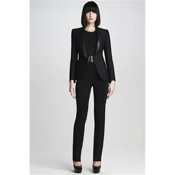 

New Black 2 Piece Set Womens Business Suits Blazer Female Trousers Suit Office Uniform Elegant Formal Work Wear Wedding Tuxedo