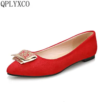 

QPLYXCO New fashion Elegant super big small Size 31-47 Shoes Women Solid Loafers Shallow ladies low heels Spring Autumn shoes x1