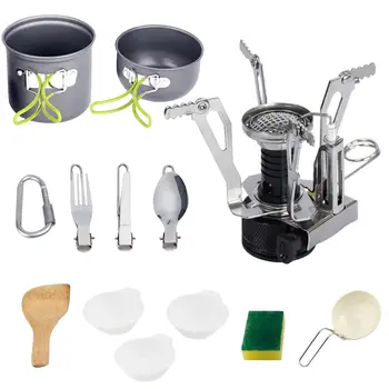 

11Pcs/Set Outdoor Camping Pan Wood Stove Hiking Folding Cookware Cooking Picnic Bowl Pot Pan Set Camping Cookware Mess Kit 4