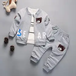 Одежда для новорожденных комплект модной одежды для маленьких мальчиков, спортивный костюм из 3 предметов осенне-весенний костюм Одежда