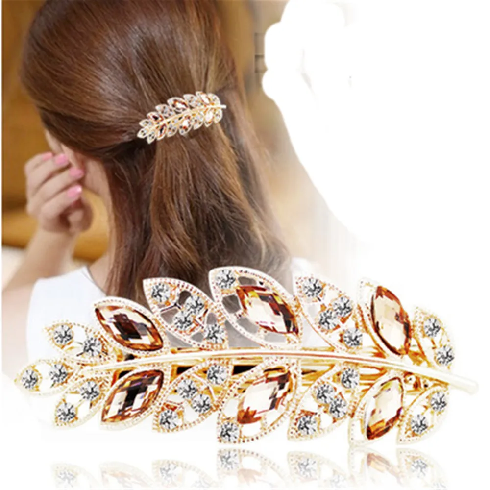 

Women Beauty Women Fashion Hair Clip Leaf Crystal Rhinestone Barrette Hairpin Headband hair accessories