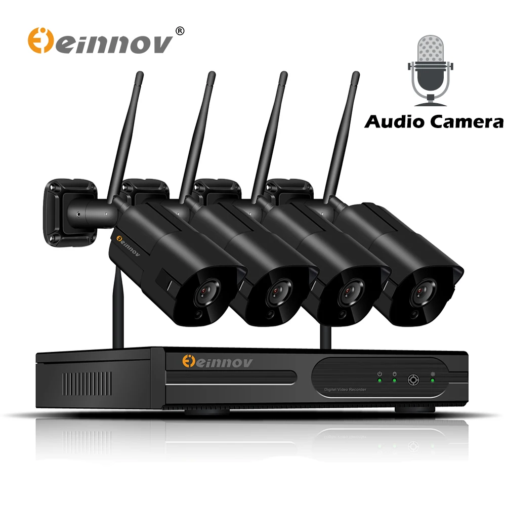 

Einnov 4CH 1080P Video Surveillance Kit 2MP Home Wireless Security Camera System CCTV NVR Wifi P2P Wi-Fi IR Light Audio Record