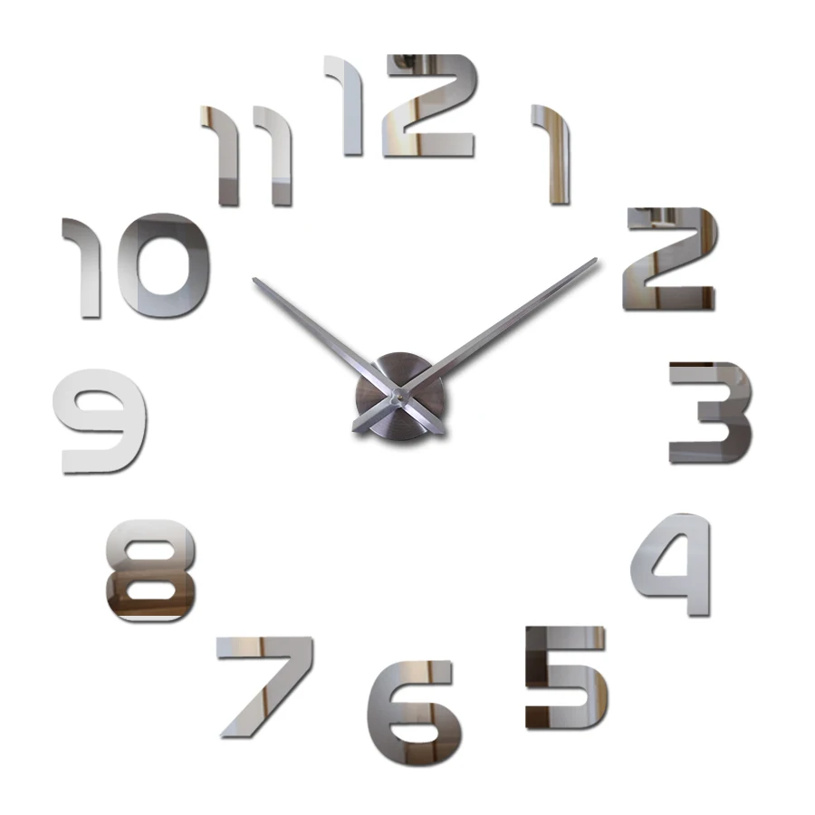Diy 3d акриловые настенные часы Horloge Murale современные круглые иглы зеркало большие украшения дома Горячая - Цвет: Серебристый