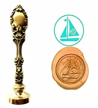 Sailing Boat Vintage Custom Picture Logo Luxury Wax Seal Sealing Stamp Brass Peacock Metal Handle Gift Set