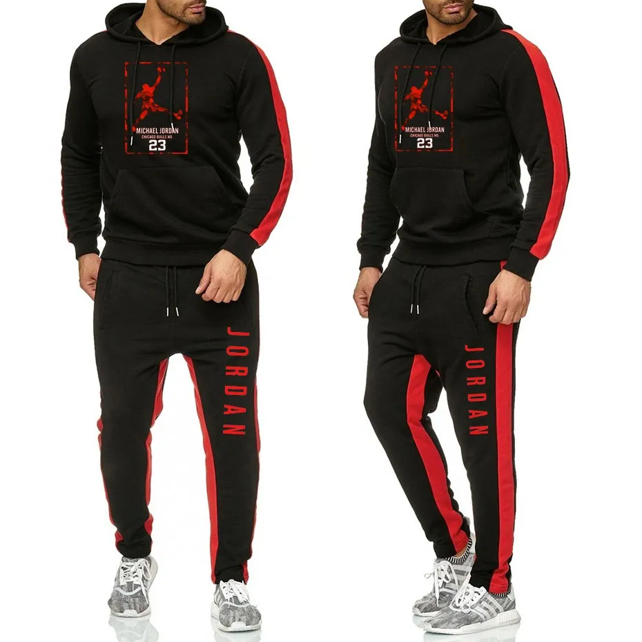 

2019 Mens Track Suits Hooded Jacket Sweatsuit Sports Suits New Sportswear Men's Jogger Sets Solid color Tracksuit Men Clothes