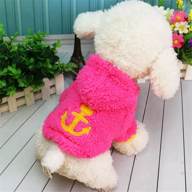 Зимняя Теплая Одежда для собак, мягкая флисовая толстовка с капюшоном для маленьких собак, чихуахуа, мопса, свитер, одежда для щенков, куртка - Цвет: rose red