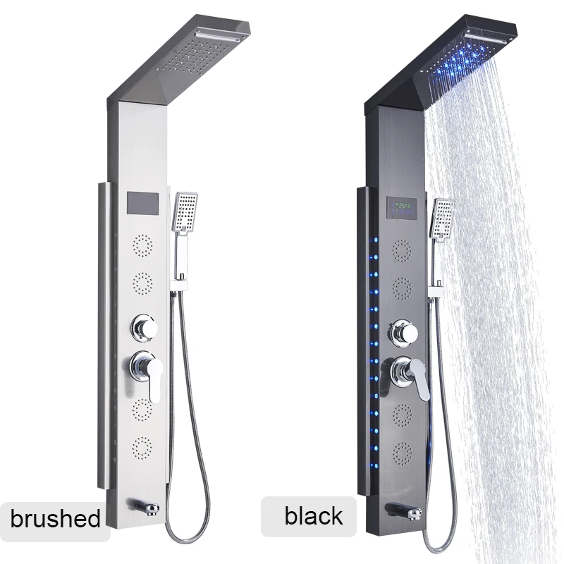Led Shower Panel 5 Function Bathroom Shower Faucet Wall Mounting Cold and Hot Column