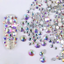 1 упаковка, разноцветные стразы для дизайна ногтей, серебристые, с плоской задней стороной, стеклянные кристаллы, драгоценные камни, без горячей фиксации, блестящие украшения для NailsA007XX