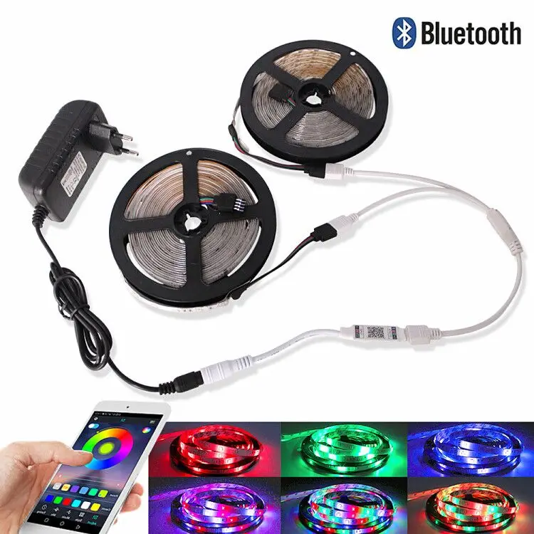 5 M 10 м RGB Светодиодные ленты Bluetooth Remote контроллер блок питания 12 V Водонепроницаемый Тира светодиодный Диод SMD 2835 полосы света ленты RGB ленты