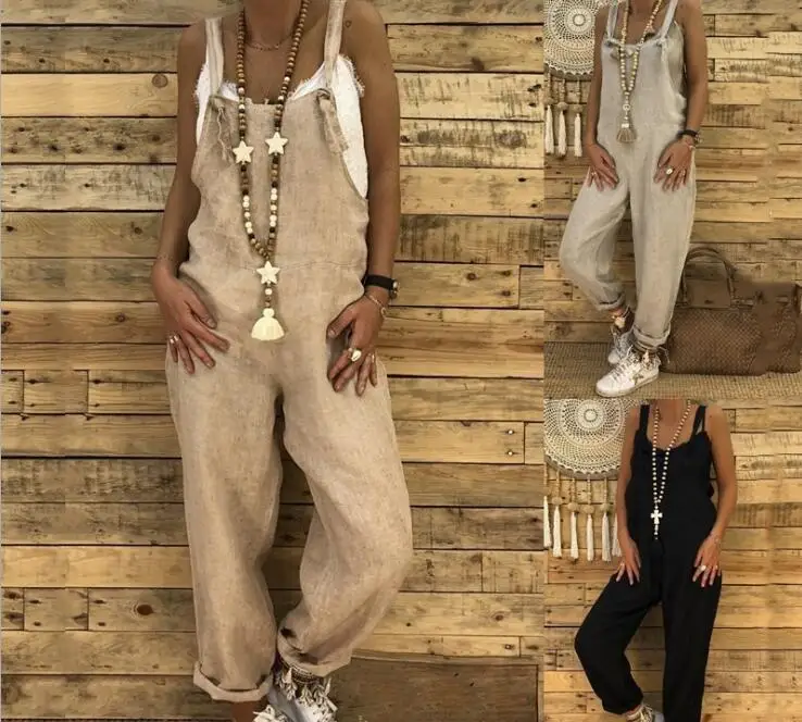 Overalls for women Jumpsuit Casual Solid Combinaison Femme Rompers Womens Jumpsuit Long Playsuit Mono Mujer Plus Size 5XL