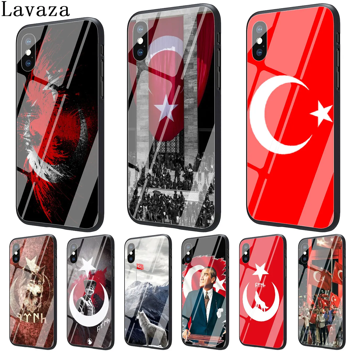 

Lavaza Wolf Turkey Flag Tempered Glass Phone Cover Case for Apple iPhone XR XS Max X 8 7 6 6S Plus 5 5S SE Cases