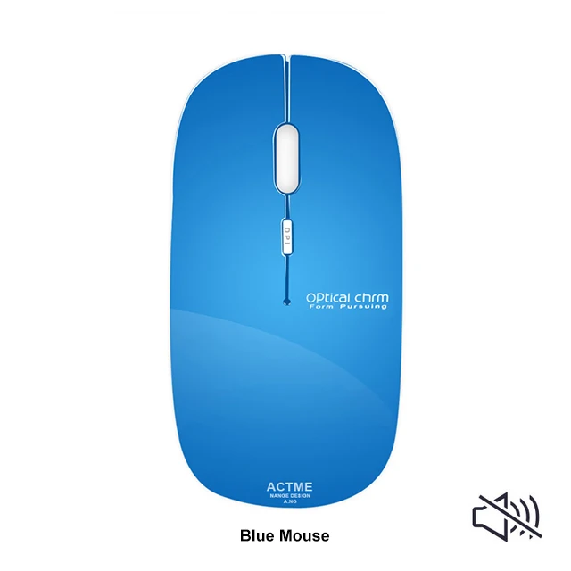 Тонкая беспроводная компьютерная мышь с бесшумной кнопкой 2400 dpi USB перезаряжаемая мышь 2,4 GHz N5 для девочек и женщин для ПК и ноутбука - Цвет: Blue