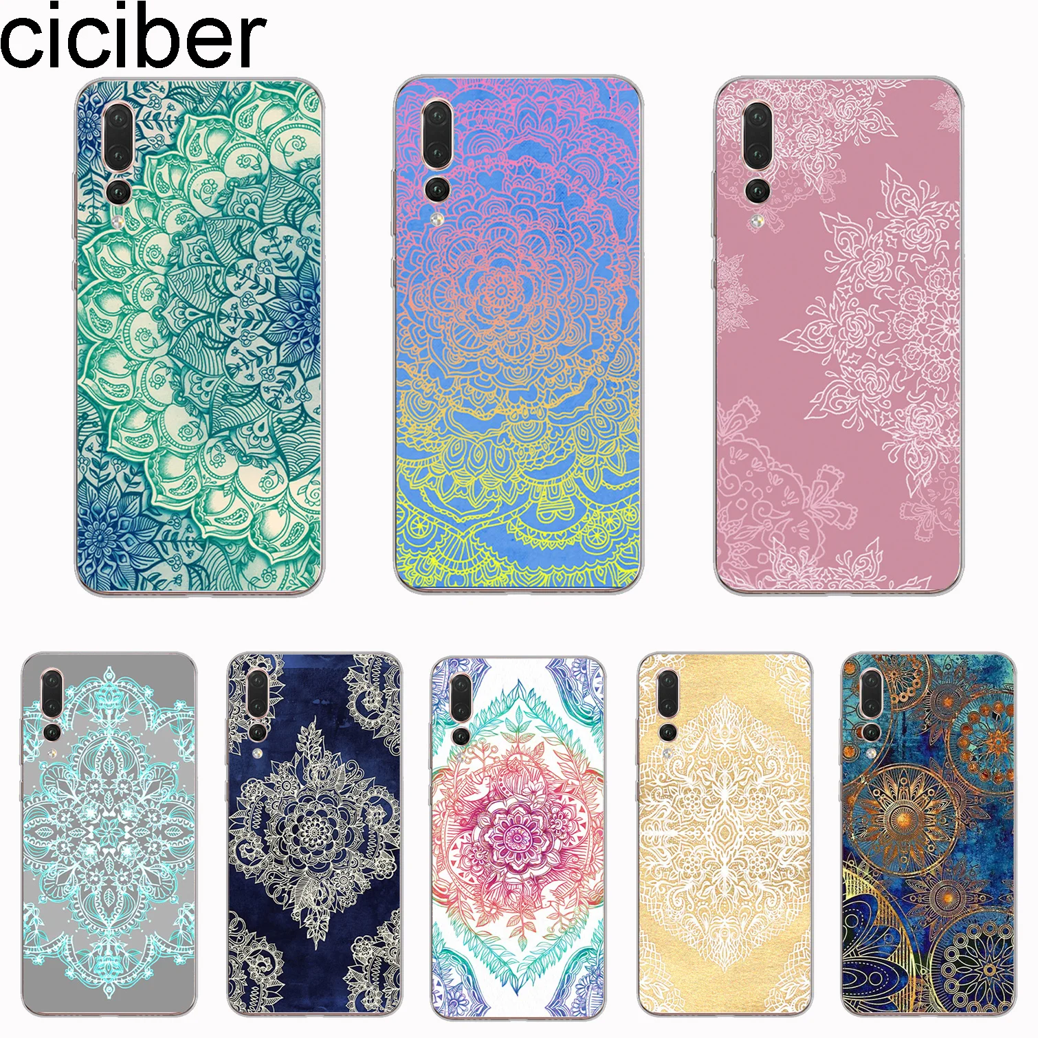 

ciciber Cover For Mate 20 10 9 Lite Pro X For Huawei P20 Lite 10 9 Pro Plus P smart 2019 Phone Case Soft TPU Floral Mandala Capa