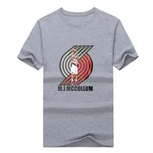 2017 C.J. McCollum Shoot logo T-shirt 100% cotton short sleeve fans Trail Blazers T shirt 0112-24