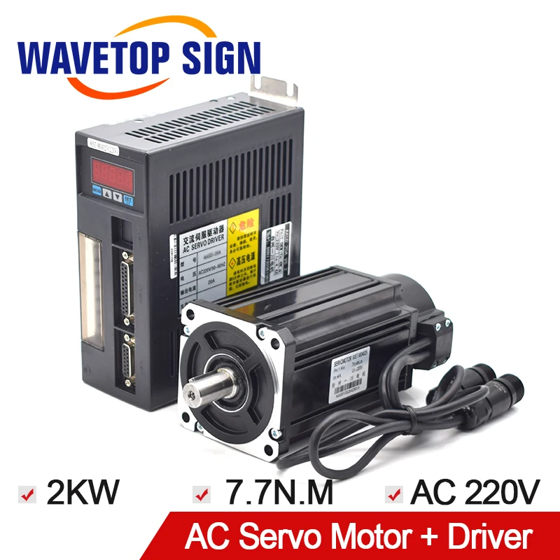 

AC Servo Motor Single-Phase 130ST-M07725 2kW 7.7N.M AC Servo Motor + Servo Motor Driver.