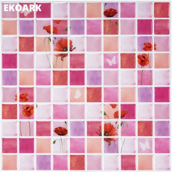 

6 Pack/Lot 25.4*25.4cm 3D Wall Sticker Self-Adhesive muursticker Flower Mosaic for Wall decor Kitchen/Bathroom/Mirror Stickers