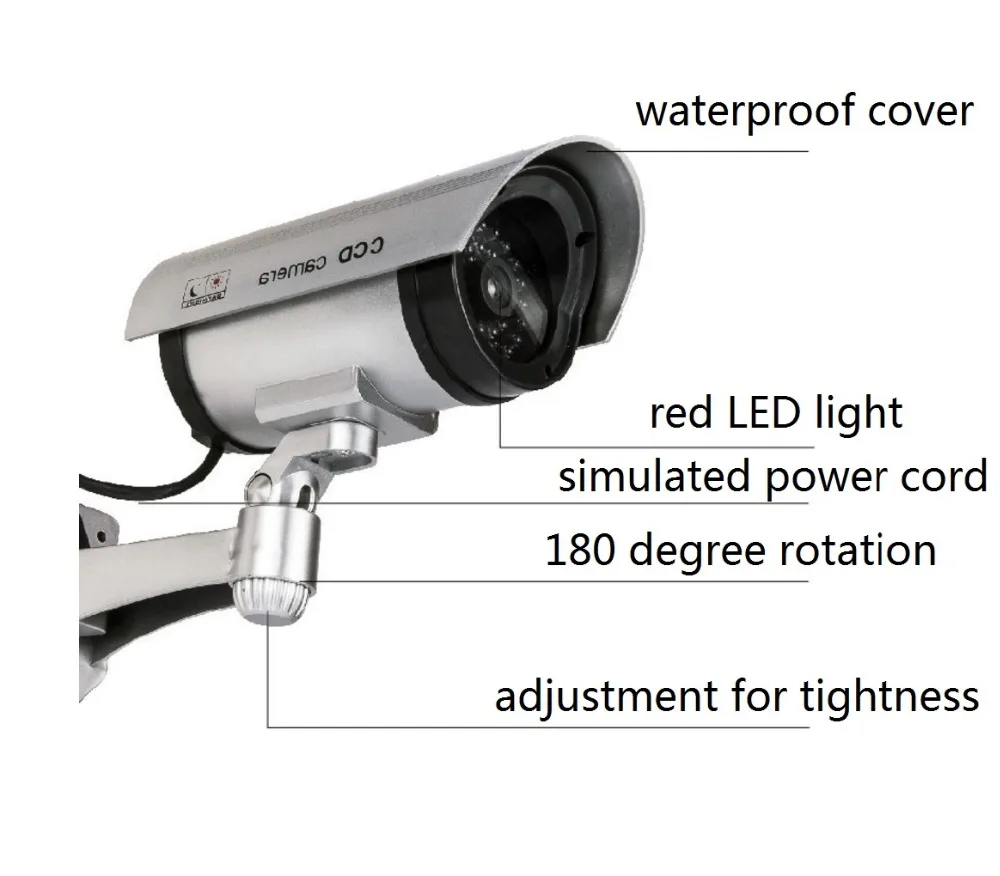  Inesun Fake Security Camera Bullet Dummy Surveillance CCTV Camera Outdoor Indoor with LED Light - 32996911610