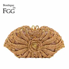 Бутик де фгг цветок Роза Шампань расшитая кристаллами Сумочка-клатч вечерняя сумочка женская Свадебная вечеринка Коктейльная Сумочка Minaudiere клатч