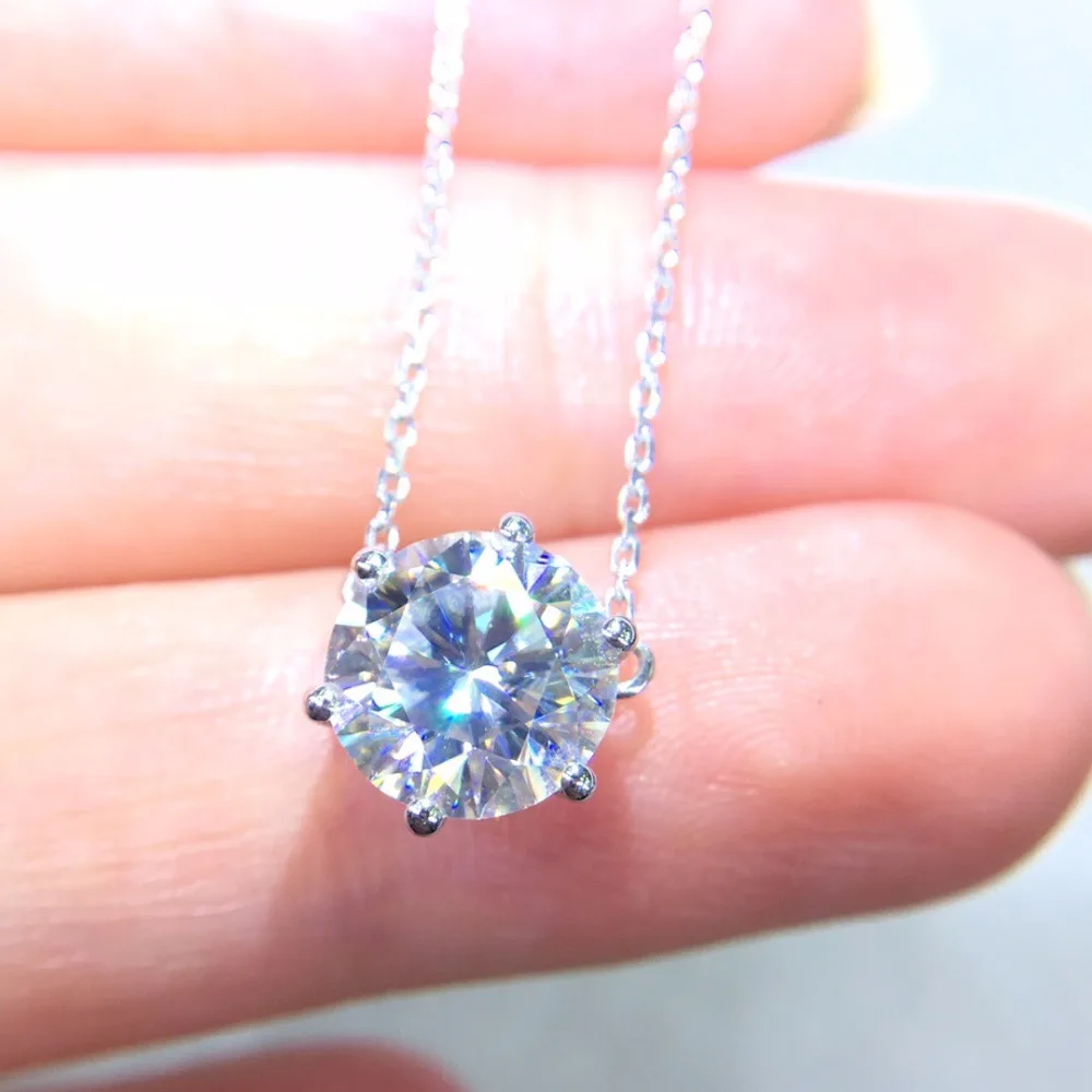 Распродажа, хорошее ювелирное изделие, настоящее золото 18 К AU750 G18K 2ct Moissanite, Бриллиантовая подвеска, ожерелья с драгоценными камнями для женщин