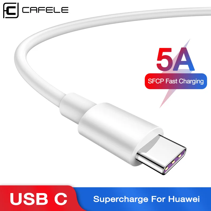 Cafele 1 м USB C кабель 5A type C кабель для huawei mate 20 супер быстрая зарядка TPE кабель для передачи данных usb type C для samsung