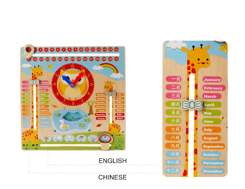 Детей Многофункциональные часы игрушки познавательная календаря дата сезон деревянные игрушки детские головоломки дошкольные игрушки