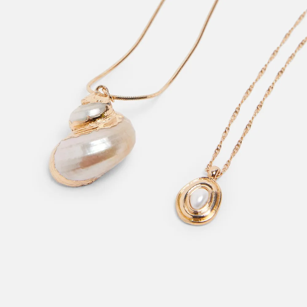 

Vedawas ZA Shell Pend Necklace for Women Freshwater Pearl Statement Rope Chain Necklace fOR Female Party Gifts Jewelry XG2579