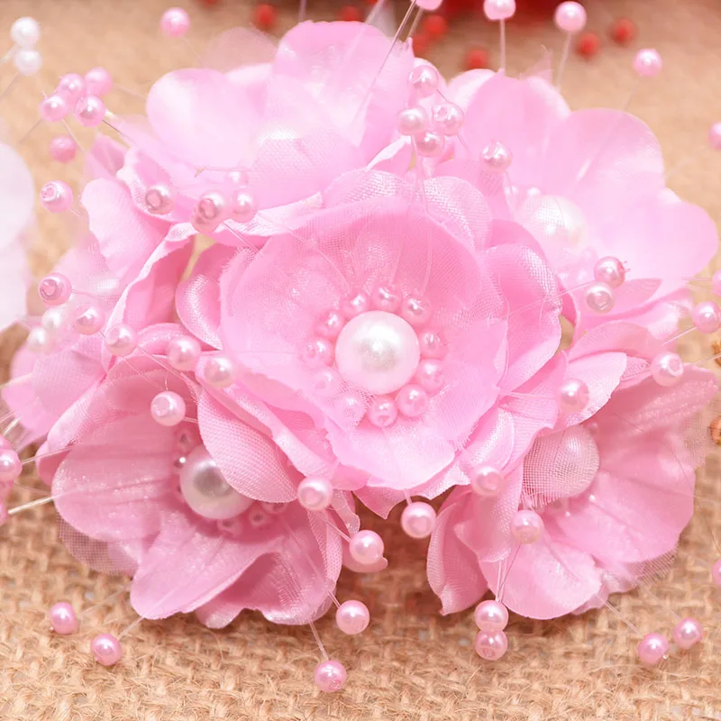 

18/36/72pcs Artificial Pearl Flower Bouquet Hair Accessories Silk Fake Flower Heads DIY Handmade Wedding Bridal Bouquets Crafts