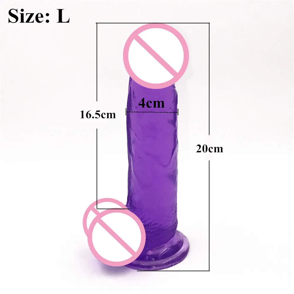 Sex toys, Crystal jelly dildo, realistic sex toys for women, male artificial penis, suction cup strap on dick, 5 Colors 3 Size