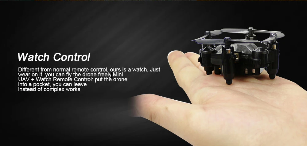 Watch Control RC Drone Mini Foldable Quadcopter Altitude Hold G-sensor Control Headless Mode One Key Return High / Medium / Low Speed