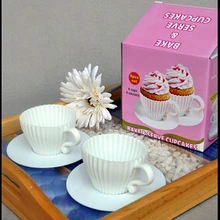 Чашки для чая силиконовые формы для выпечки кексов забавные вечерние торты Формы для кексов 4 чашки 4 блюдца в коробке