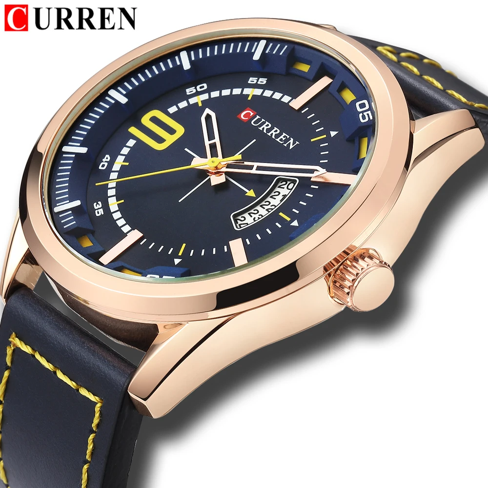 

2019 New CURREN Men's Luxury Leather Quartz Watches Male Military Waterproof Clock Relogio Masculino Luxury Brand Men Casual Spo