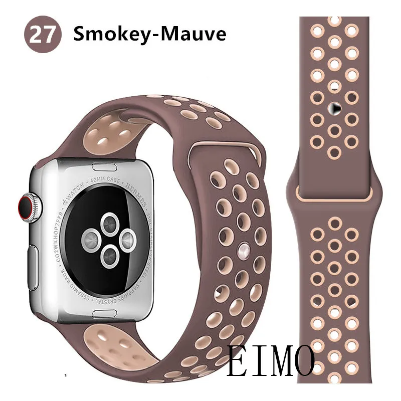 Ремешок для apple watch 5 4 band correa apple watch 42 мм 38 мм 44 мм 40 мм iwatch series 4 3 2 Силиконовый браслет pulseira - Цвет ремешка: Smokey Mauve 27